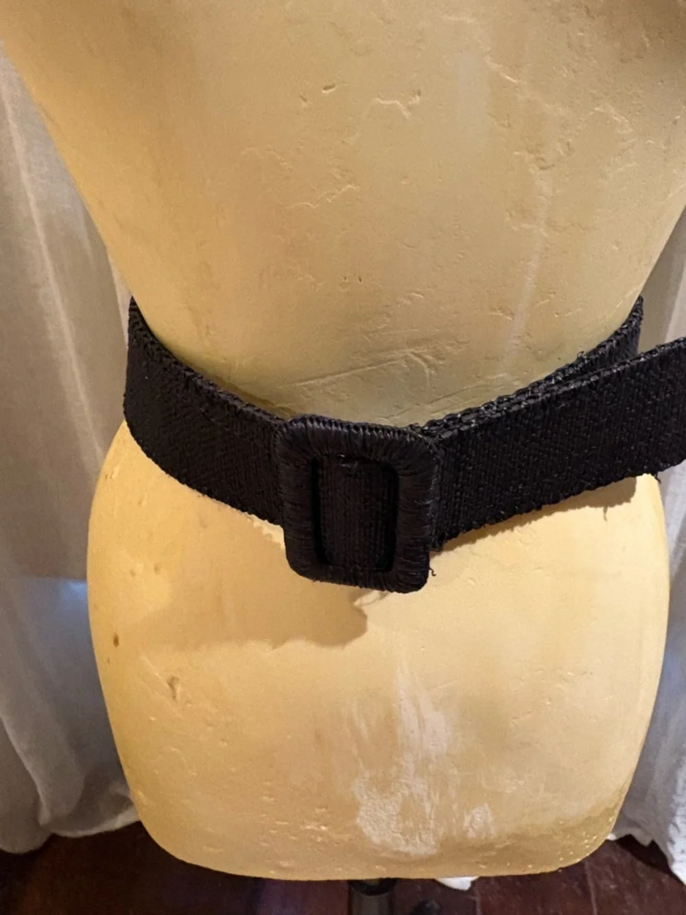 Worth Black Woven Elastic Belt with Covered Buckle